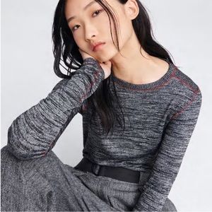 NWT rag & bone Long Sleeve Avryl Black Heather Slim Fit T-Shirt Size Small